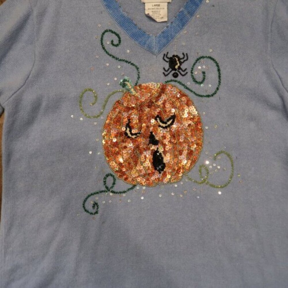 Halloween The Quacker Factory Womans Large Sequin… - image 3